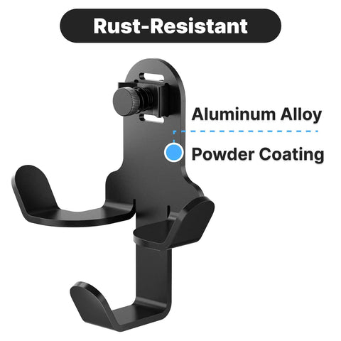 2 Pack 3 In 1 Heavy Duty L Track Hooks For Helmet And Gear Aluminum Alloy Quick Mount Hanger displayed with rust-resistant label