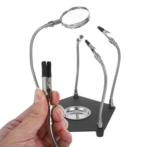 Universal Soldering Helping Hands Tool with adjustable arms and stable base for PCB repair and electronics welding station accessories.
