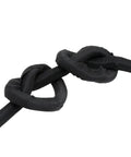 Heavy Duty Black Pet Braided Cable Sleeve For Automotive Wiring Harness Protection Self Closing Design detail with knots.