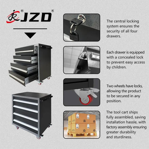 Image of Badass Metal Workbench Station With Locking Rolling Chest Full Pegboard Setup Heavy Duty Wood Top showcasing central locking system.