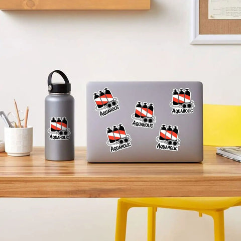 3 Piece Scuba Diving Sticker Set Dope With Funny Diver Nautical Decals Die Cut Waterproof For Laptops and Water Bottles