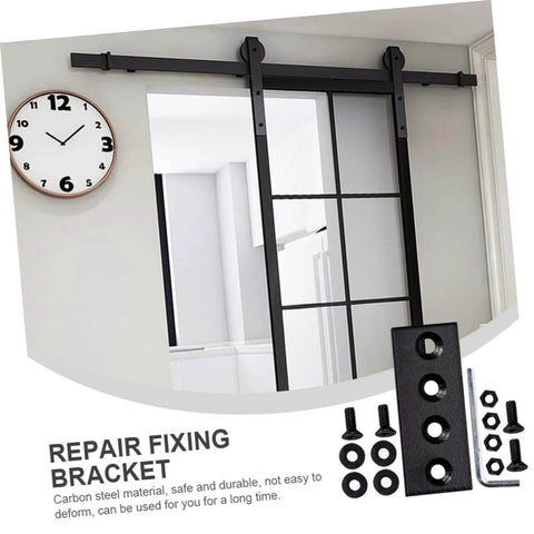 Black Carbon Connection Plate Set With Adjustable Fixing Bracket For Sliding Barn Doors Easy Install Track Joint Connector Screws