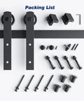 5 Ft Sliding Barn Door Hardware Track Kit With Straight Pulley For Quiet Glide And Easy Install For 26 To 30 Inch Wide Single Doors Heavy Duty Steel With Black Powder Coat And Ball Bearing Rollers components layout