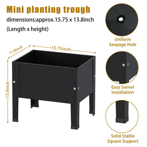 Black 14 Inch Elevated Planter Box With Legs For Outdoor Use Sturdy Metal Raised Garden Bed For Veggies, Herbs, And Flowers Patio Decor Rust Resistant Easy To Assemble Perfect For Small Spaces