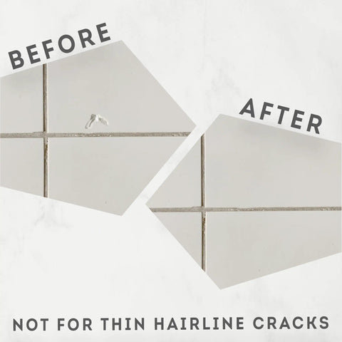 Tile Repair Kit For Quick DIY Fixes On Chips And Cracks In Marble Corian Porcelain And Granite Countertops Bathtubs And Sinks Ideal For Easy At Home Chip Repairs And Seamless Repairs showing before and after tile repair