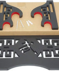 Velvet Padded Wall Mount Katana Display Stand with double layer sword rack parts on cardboard, sturdy density board holder