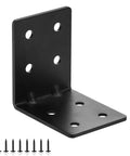Heavy Duty Steel Corner Brackets 4x4x3 Inch 90 Degree Right Angle Shelf Brackets with screws, black finish, for wood shelves and furniture