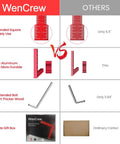 Comparison chart of 7.1 Inch 90 Degree Positioning Squares Right Angle Clamps For Woodworking showing advantages over competitors in size, material, and packaging.