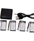 4 Pack 3.7V 500mAh LiPo Batteries With MX2.0 Plug And 4 Port USB Charger Box That Lets You Charge Four Batteries At Once