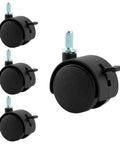 Four Pack 1.5 Inch Swivel Caster Wheels With Locking Brakes And 6.25 Millimeter Straight Stem view showing all four wheels.