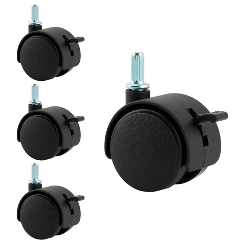 Four Pack 1.5 Inch Swivel Caster Wheels With Locking Brakes And 6.25 Millimeter Straight Stem view showing all four wheels.