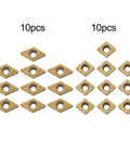 Set of Twenty Pcs Carbide Turning Inserts CCMT21.51 CCMT060204 DCMT21.51 DCMT070204 Multilayer Coated for Toolholder
