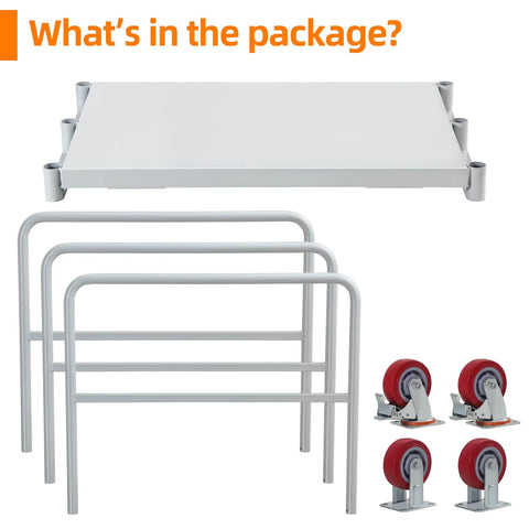 Heavy Duty Steel Panel Cart In Light Gray Offers Rust Resistant Powder Coating And Smooth Rolling Nylon Casters For Garage Or Warehouse Material Handling Built Legit Tough For The Daily Grind components including flat steel deck, three frames, and red nylon casters
