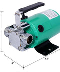 330 Gph Electric Utility Water Transfer Pump 115V One Tenth Hp Self Priming Portable Pump With 6 Ft Hose, shown from the side.
