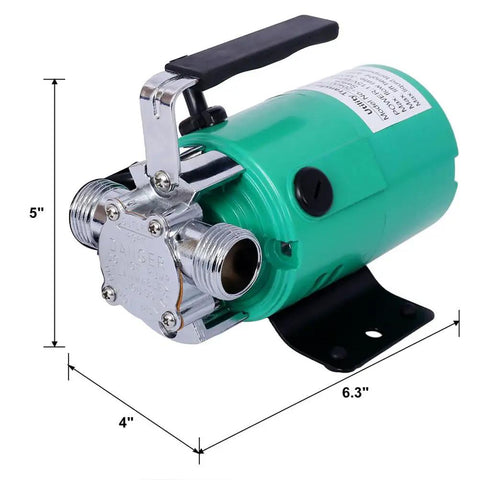 330 Gph Electric Utility Water Transfer Pump 115V One Tenth Hp Self Priming Portable Pump With 6 Ft Hose, shown from the side.