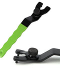Tough As Nails Adjustable Pin Wrench For Angle Grinder Lock Nuts Professional Grade Heavy Duty tool with green grip.