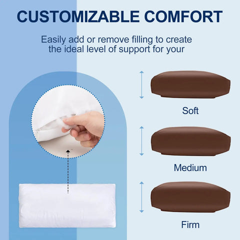 Comfy Premium Leather Recliner Pillow For Neck And Head Support Adjustable Fill customizable comfort levels