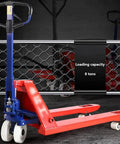 Heavy Duty Manual Pallet Truck Slams 8 Ton Loads With Rock Solid Hydraulic Power compact design and 8-ton capacity shown in warehouse.