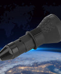 Close-up of black Rivet Nut Gun Adapter Kit With Manual Handle For Drill Assisted Pulling And Screwing Applications