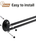 Top Shelf Swivel Towel Bar For Kitchen And Bathroom, 9 Inch Wall Mounted Black Stainless Steel Holder with installation details.