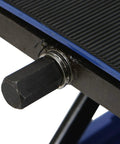 Close-up of the mechanism on Beefy 1100 Lb Capacity Motorcycle Lift With Wide Deck Center Crank Hoist For Dirt Bikes And ATVs.