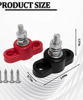 2 Pack Heavy Duty Car Battery Junction Post Blocks featuring red and black nylon bases with stainless steel posts for 12 volt applications