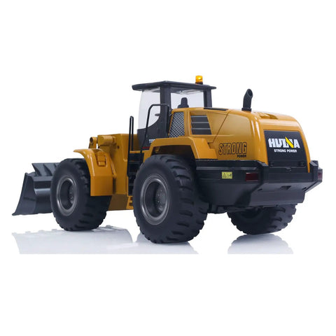 Rear view of Powerful 1 To 14 Scale RC Wheel Loader With 2 Point 4G Remote, showcasing durable construction and alloy cab.