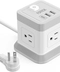 Super Slick Bedside Cube With Four AC Outlets And Three USB Ports ETL Certified Charging Station Power Strip with five foot cord.