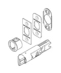 Reserve Series 6 Way Adjustable Springlatch Kit With Plainlatch Collar Back Plate And Both Round And Square Fronts In Bright Chrome Finish