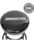 Top view of 2 Pack Swivel Mechanic Shop Stools With Foot Ring 30.5 Inch High 14 Inch Wide Steel Frame Thick Foam Seat Pad Matte Black