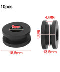 Complete Rubber Grommet Kit For Motorcycle Fairings, 10 Flexible Grommets That Fit Upper Middle Lower And Tail Cowls, Premium Rubber For A Snug Vibration Free Install On Sport Bikes And Many Models. 10pcs black rubber grommet, 18.5mm x 13.5mm, 9mm hole