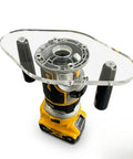 Professional Router Base Plate Compatible With Dwp611 And Dcw600b Routers, clear acrylic platform on a router.