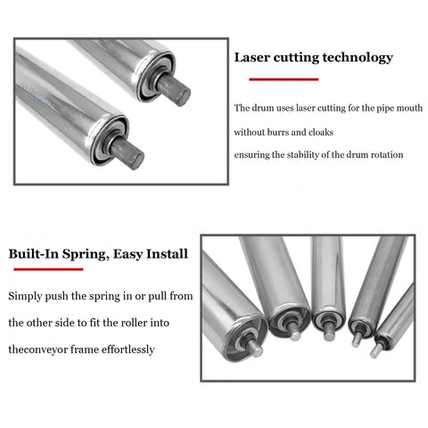 Heavy Duty Stainless Steel Gravity Conveyor Rollers Three Pack Rock Solid For Warehouse Food Processing Unpowered Transport Drums Waterproof Design No Sweat Setup Smooth As Silk Industrial Hardware