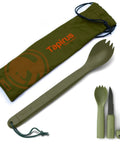 3 In 1 Spork Tool For Camping And Hiking Spoon Fork Knife With Built In Fire Starter Stainless Steel BPA Free Tactical Green Utensil