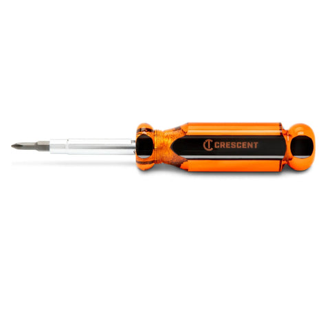 Six In One Interchangeable Bit Screwdriver With Red Handle For Quick Fixes Chrome Plated Shafts And Blades For Corrosion Resistance Built To Last Ergonomic Tri Lobe Acetate Grip And Maximum Torque