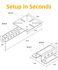 Diagram showing dimensions of Beefy 2-Inch Receiver Hitch Vise Mount For Bench Work, Heavy Duty Grinder Stand And Trailer Hitch Vise Plate
