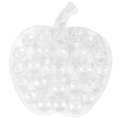 Clear silicone apple-shaped suction pad for holding small items, perfect for use in kitchens or bathrooms.