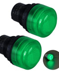Two Pack 30mm Anti-Vandal and Anti-Corrosion Power Indicator Light for Panels, 110V-380V AC, 20mA, 1.18 Inch Mount Hole, green light