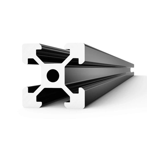 Built Tough 12 Piece 2020 T Slot Aluminum Extrusion Profile Kit 800mm Anodized Black showing cross-section of rail.