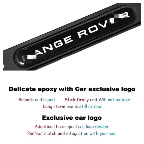 Premium Black Aluminum License Plate Frame Set 2 Pack 4 Hole No Fuss Metal Build Waterproof Anti Corrosion Matte Finish Includes Screw Caps Cover Easy Install Fits Range Rover and Most Vehicles with exclusive logo