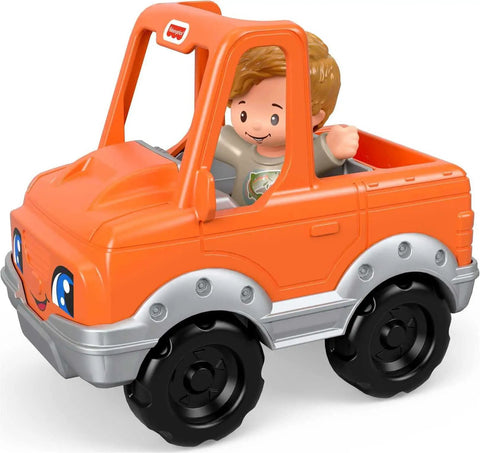 Easy Grip Push Along Pick Up Truck Toy With Figure For Toddlers featuring orange truck and smiling figure, ideal for pretend play