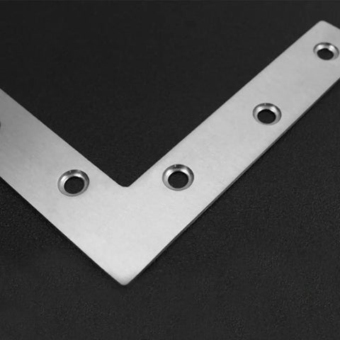 Flat L Shaped Corner Bracket Set, 2 Pcs 120 X 120 mm Stainless Steel Right Angle Repair Plate For Wood Shelves Cabinets Tables And Chairs, Heavy Duty Furniture Fastener Joint Connector For DIY Projects