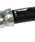 Front driver-side brake hydraulic hose, Dorman H38895, black rubber hose with metal fittings