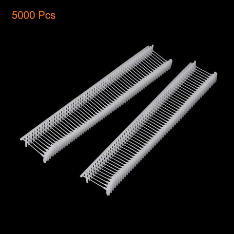 Top Rated 5000 Piece Plastic Tagging Gun Fasteners 0.5 Inch White Barbs shown in two rows, ideal for clothing label refills.