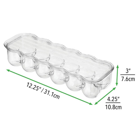 Stackable Clear Egg Organizer With Lid And Handle Fridge 12-Egg Tray Storage Bin For Fresh Easy Access And Neat Fridge Organization For Versatile Kitchen Storage Keeps Eggs Fresh Longer BPA-Free Plastic Transparent See-Through Design