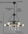 Wagon Wheel Chandelier 9 Light Black Farmhouse Industrial Metal Pendant Light With Crystal Accents for Kitchen Island Dining