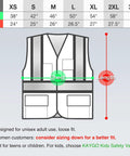 Size chart and fit guide for High Visibility Safety Vest With Pockets For Construction Pros ANSI Class 2 Type R Reflective Vest.