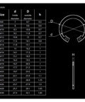 Heavy Duty Snap Ring Set Kit 8 To 24 Mm Internal C Type Circlips size table and diagram