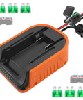 Dual Pack Dope Power Wheel Adapter Kit with fuse and wiring for 20V Max Batteries, converts power for RC cars and toys.