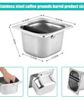Stainless Steel Espresso Knock Box With Rubber Bar For Easy Coffee Grounds Disposal showing size and dimensions